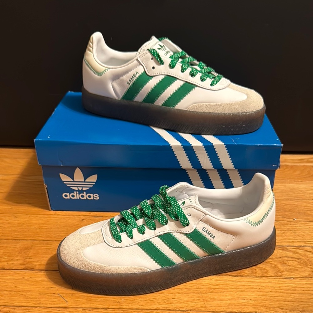 Adidas Sambae Cloud White/Green, Women’s 7.5